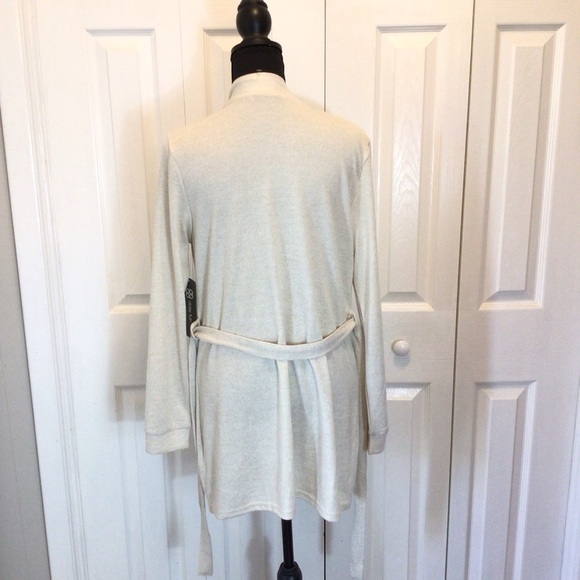 Daisy Fuentes Womens Tan Sequin Pocket Belted Cardigan Sweater Size Medium - Picture 6 of 8